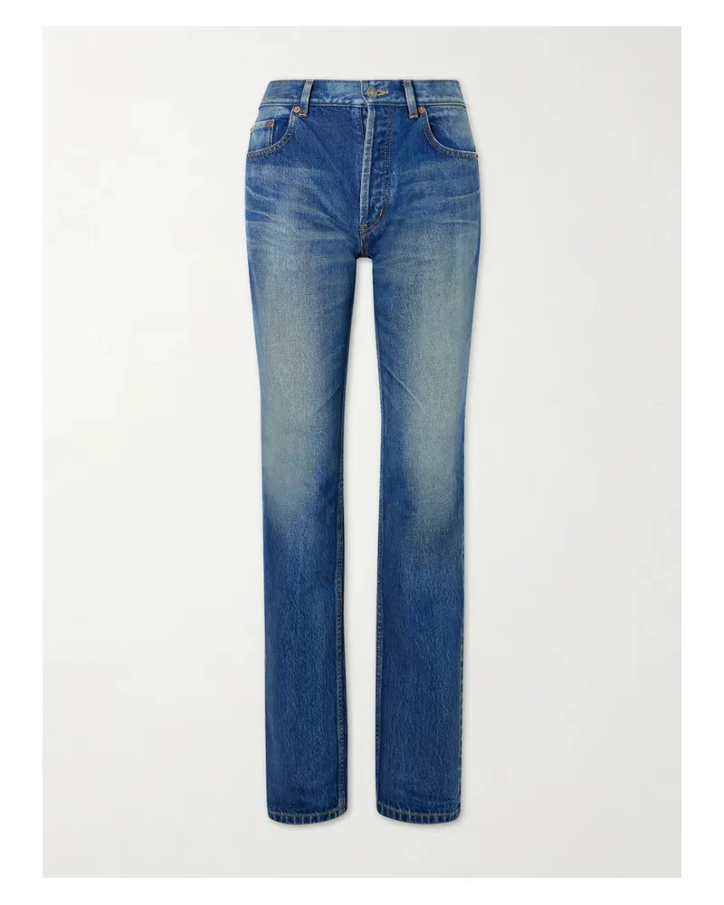 Saint Laurent Cropped High-rise Straight-leg Jeans - Blue Blue