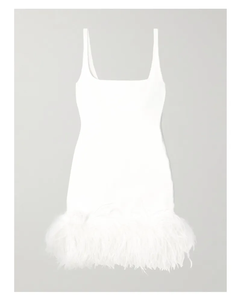 16ARLINGTON Sior Minikleid Aus Crêpe Mit Federn - Weiß Weiß