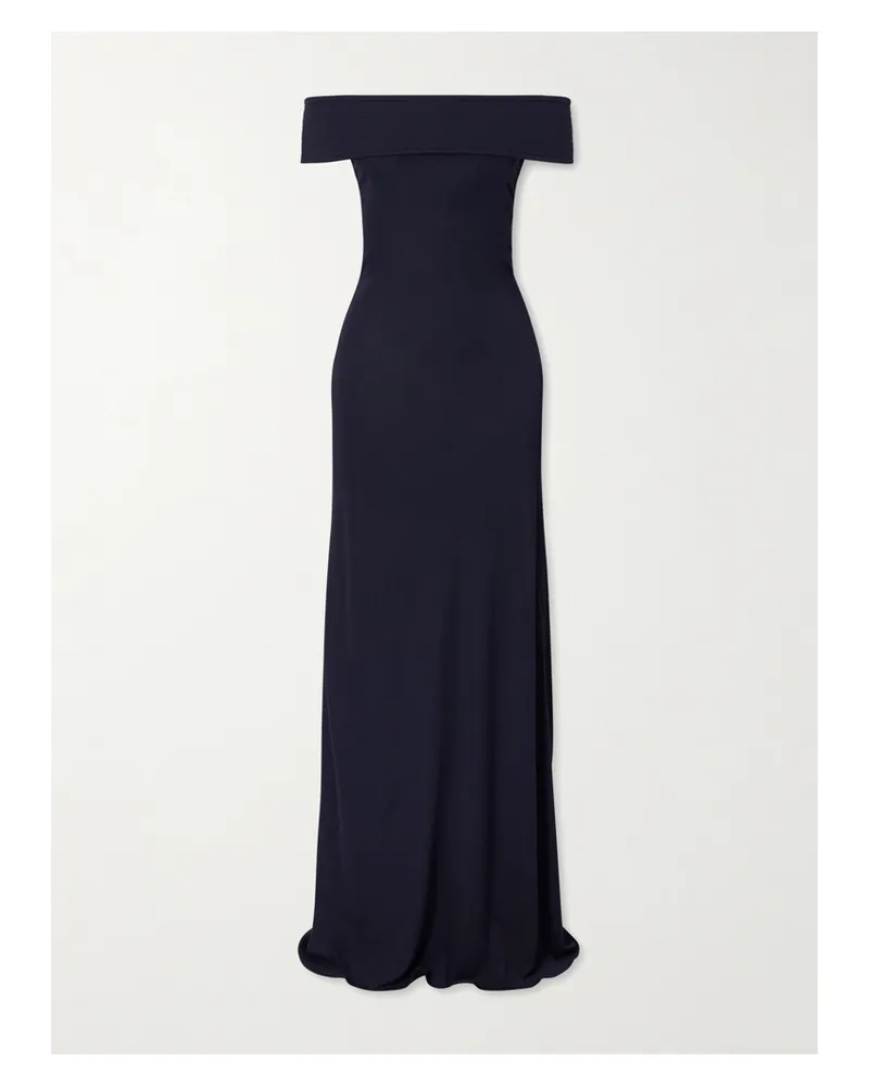 Alaïa Off-the-shoulder Stretch-jersey Maxi Dress - Blue Blue
