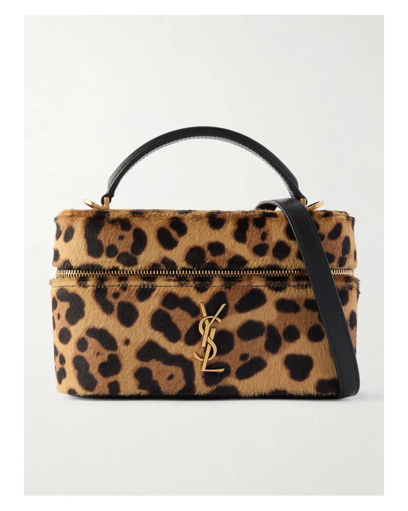 Saint Laurent Gaby Leather-trimmed Leopard-print Calf Hair Shoulder Bag - Animal print Animal