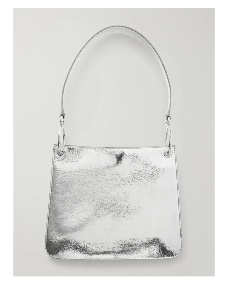 Jil Sander Otto Small Metallic-leather Shoulder Bag - Gray Gray