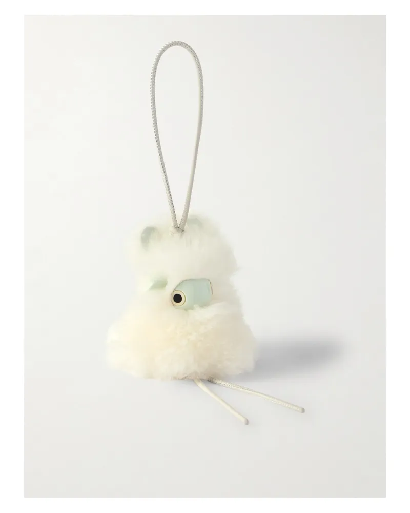 Loewe Bunny Puzz Shearling And Acetate Bag Charm - White White