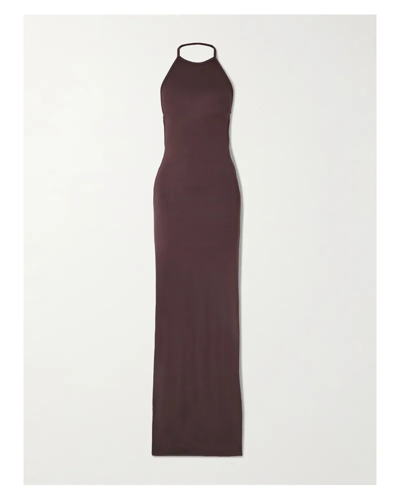 ÉTERNE Vivian Stretch-modal Jersey Halterneck Maxi Dress - Brown Brown