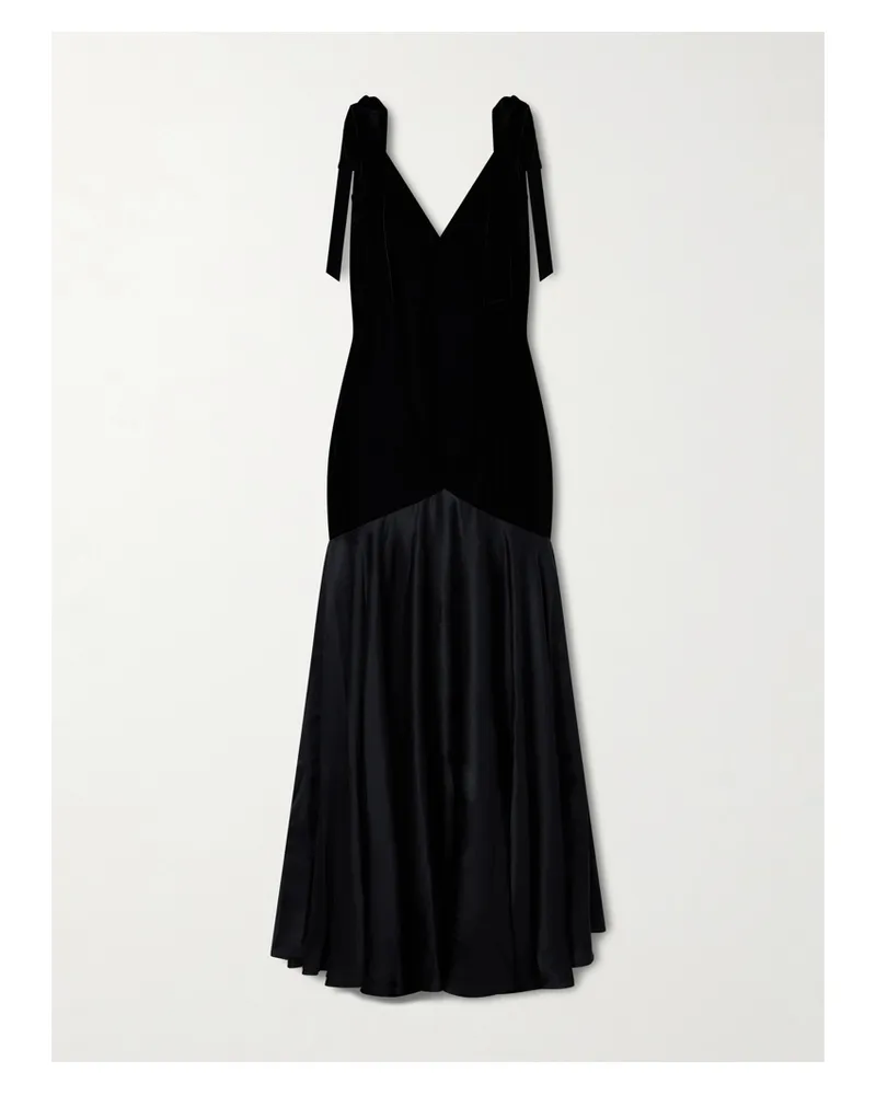 Rodarte Bow-detailed Velvet And Silk-satin Gown - Black Black