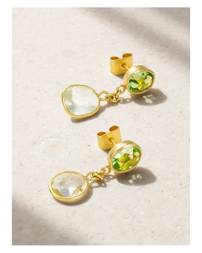Pippa Small Ohrringe Aus 18 Karat Gold Mit Aquamarinen Und Peridoten Gold