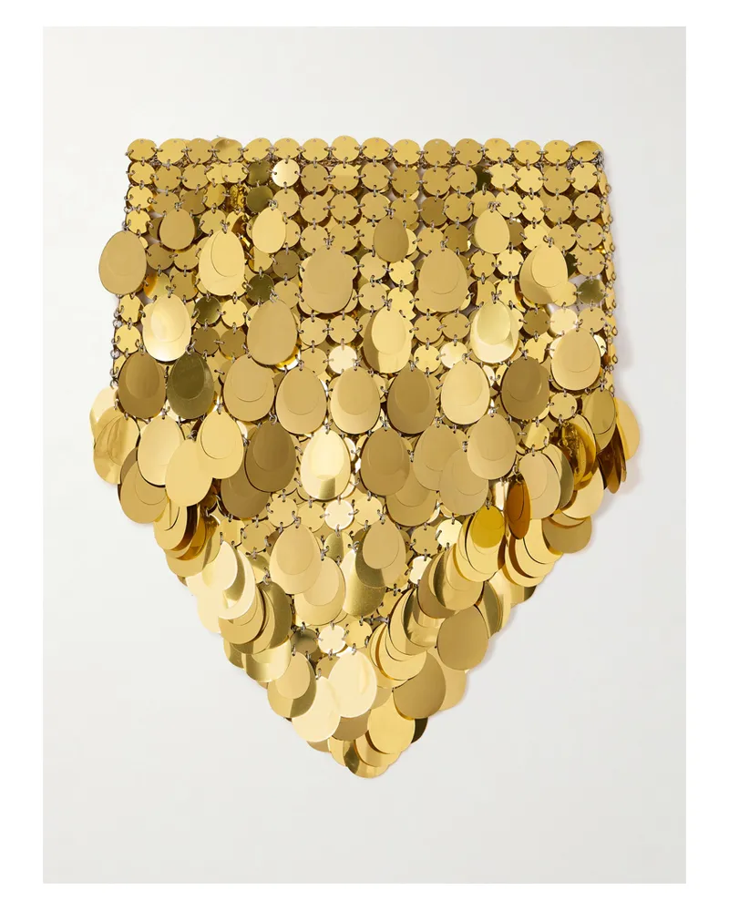 Paco Rabanne Sparkle Assembly Minirock Aus Metall-mesh Mit Pailletten - Gold Gold