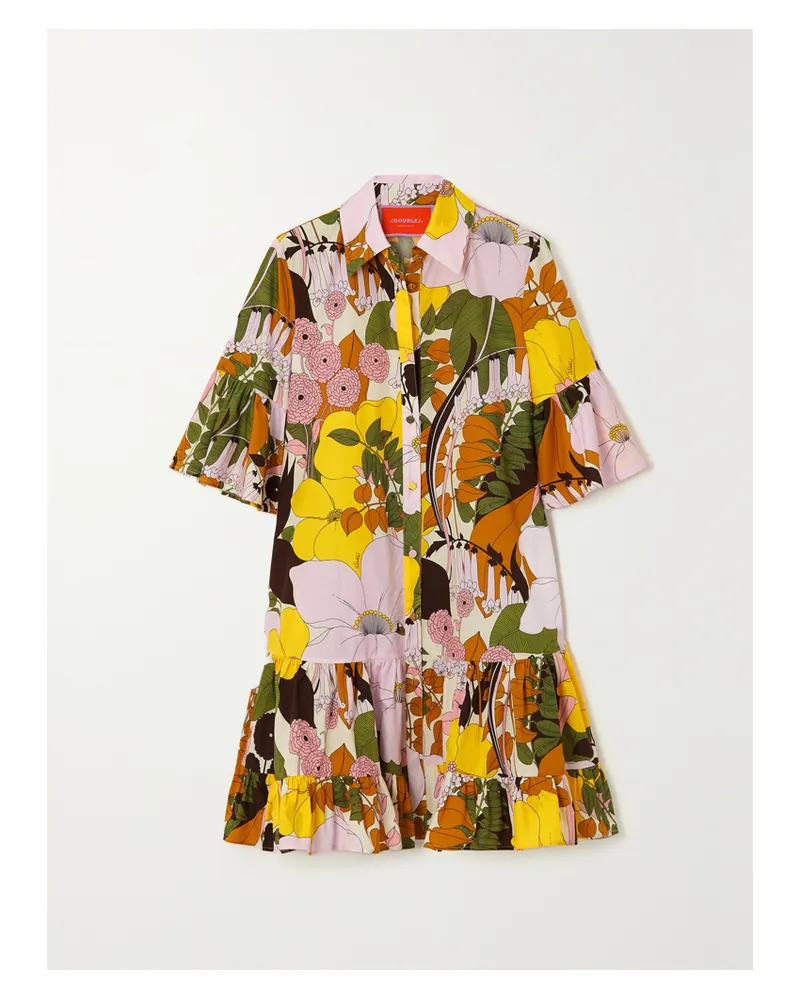 La DoubleJ Choux Minikleid Aus Baumwollpopeline Mit Blumenprint Und Volants - Mehrfarbig Mehrfarbig