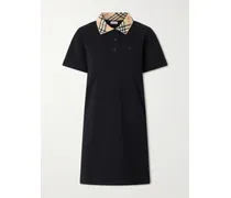 Checked Cotton-piqué Mini Dress - Black