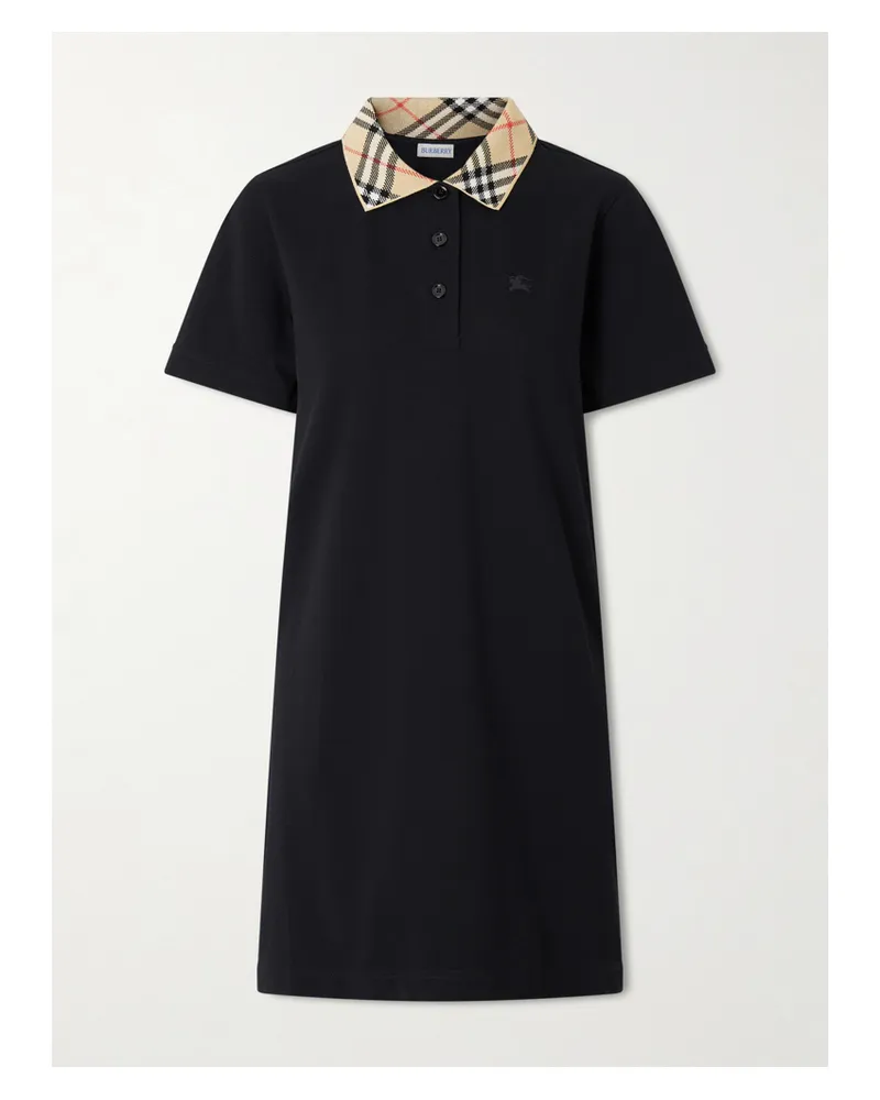 Burberry Checked Cotton-piqué Mini Dress - Black Black