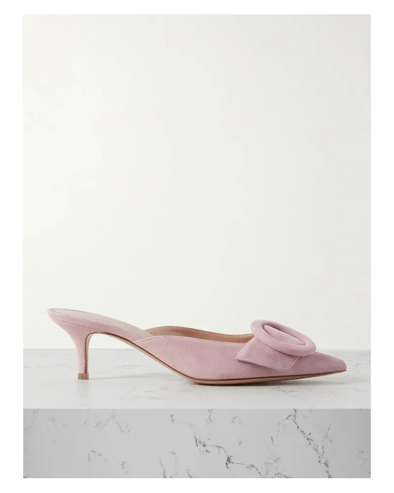 Gianvito Rossi Portofino 55 Mules aus Veloursleder Pink