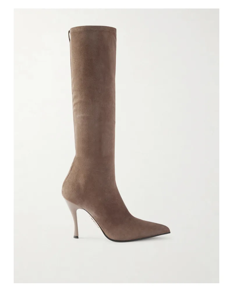 Loewe Comic Kniehohe Stiefel Aus Stretch-leder Und Veloursleder Mit Verzierung - Braun Braun