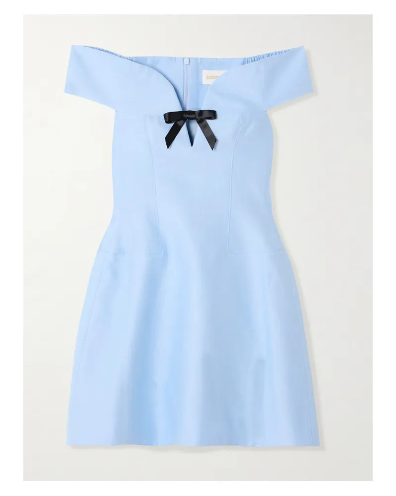 SHUSHU/TONG Minikleid Aus Einer Woll-seidenmischung Mit Cut-out Und Schleife - Blau Blau
