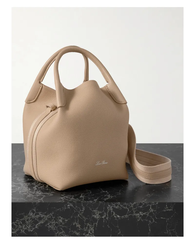 Loro Piana Bale Canvas-trimmed Textured-leather Tote - Neutrals Neutrals