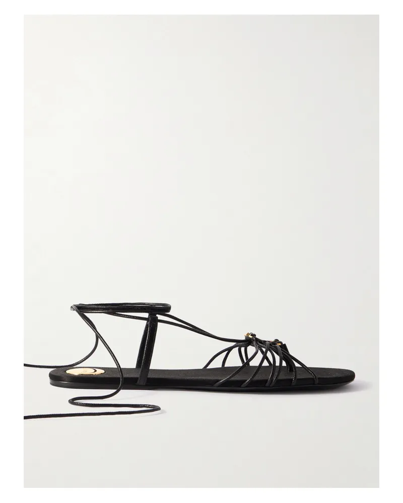 Saint Laurent Babylone Logo-embellished Leather Sandals - Black Black