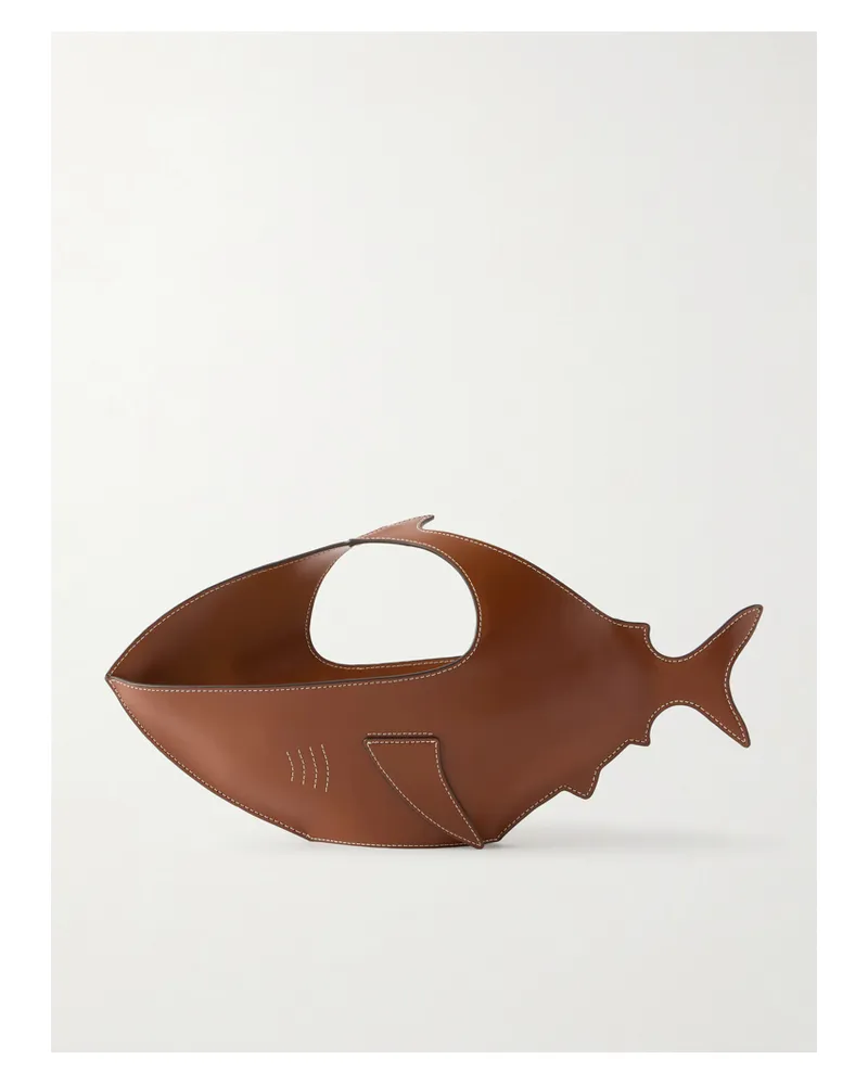 STAUD Shark Leather Clutch - Brown Brown