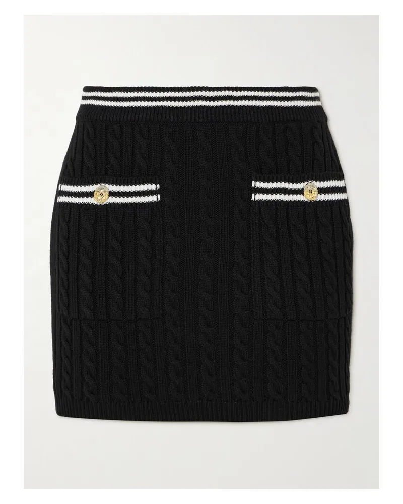 Alessandra Rich Minirock Aus Baumwolle In Zopfstrick - Schwarz Schwarz