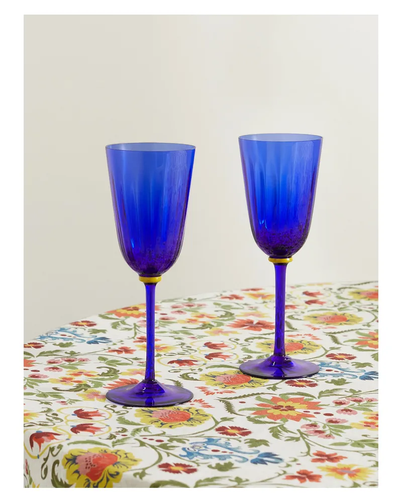 La DoubleJ Rainbow Set Aus Zwei Bechern Aus Muranoglas - Blau Blau