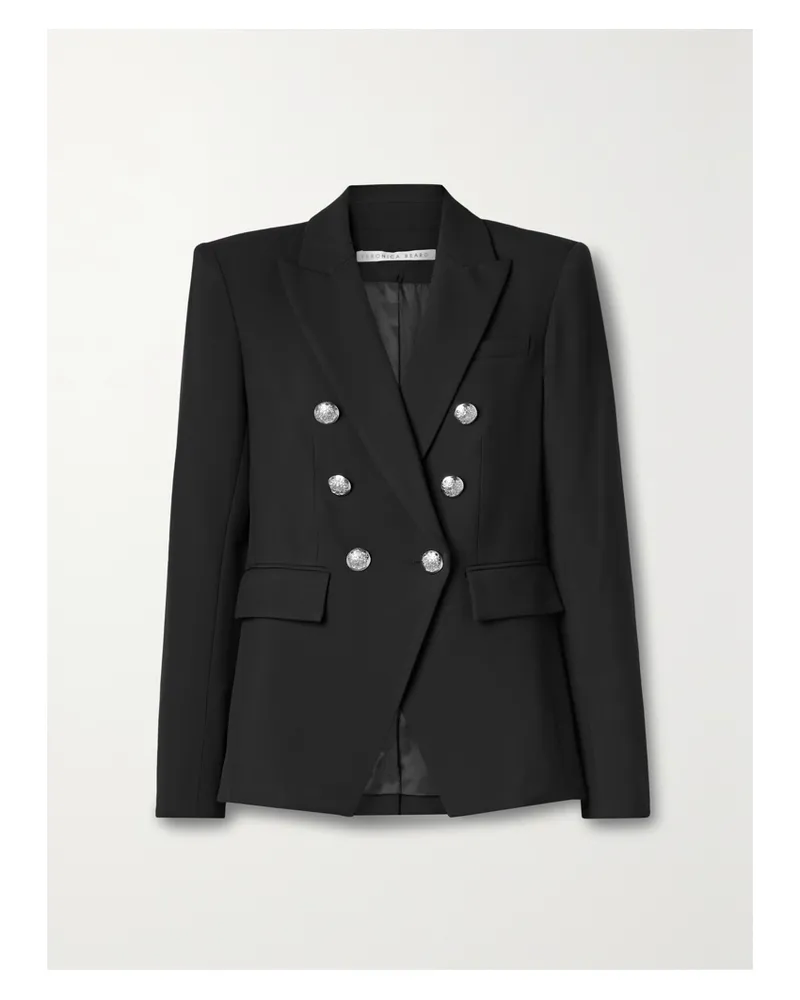 Veronica Beard Miller Dickey Double-breasted Grain De Poudre Blazer - Black Black