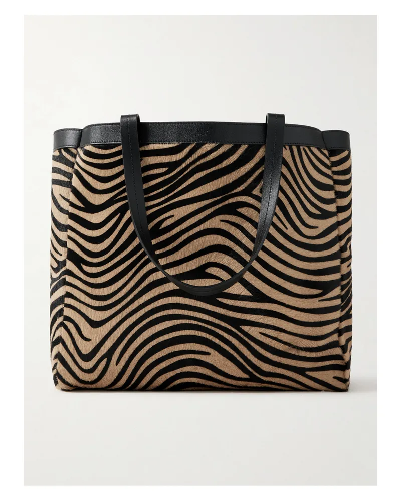 Nili Lotan Loren Medium Textured-leather Trimmed Zebra-print Calf Hair Tote - Animal Print Animal