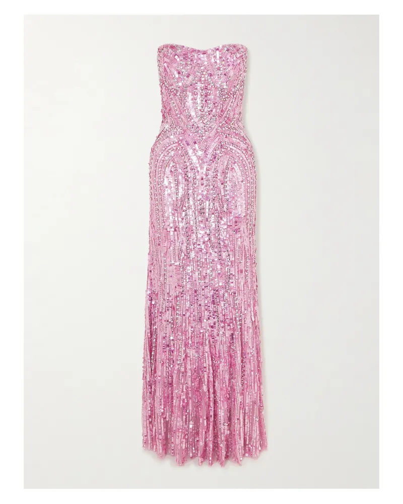 Jenny Packham Euphoria Strapless Embellished Tulle Gown - Pink Pink