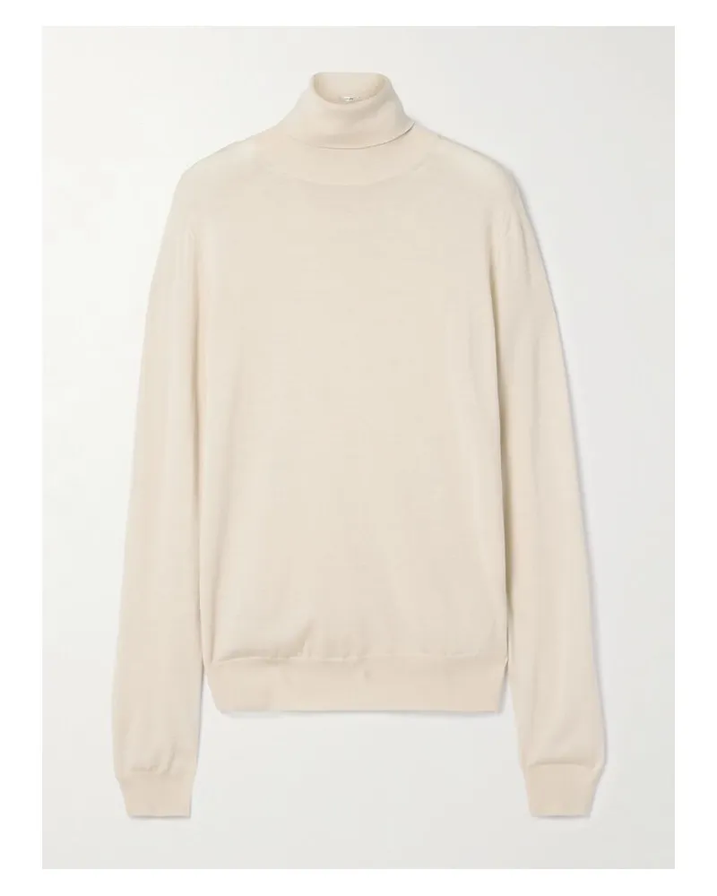 The Row Heva Rollkragenpullover Aus Woll-jersey - Ecru Ecru