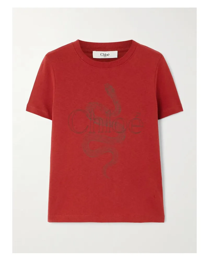Chloé T-shirt Aus Baumwoll-jersey Mit Prints - Rot Rot