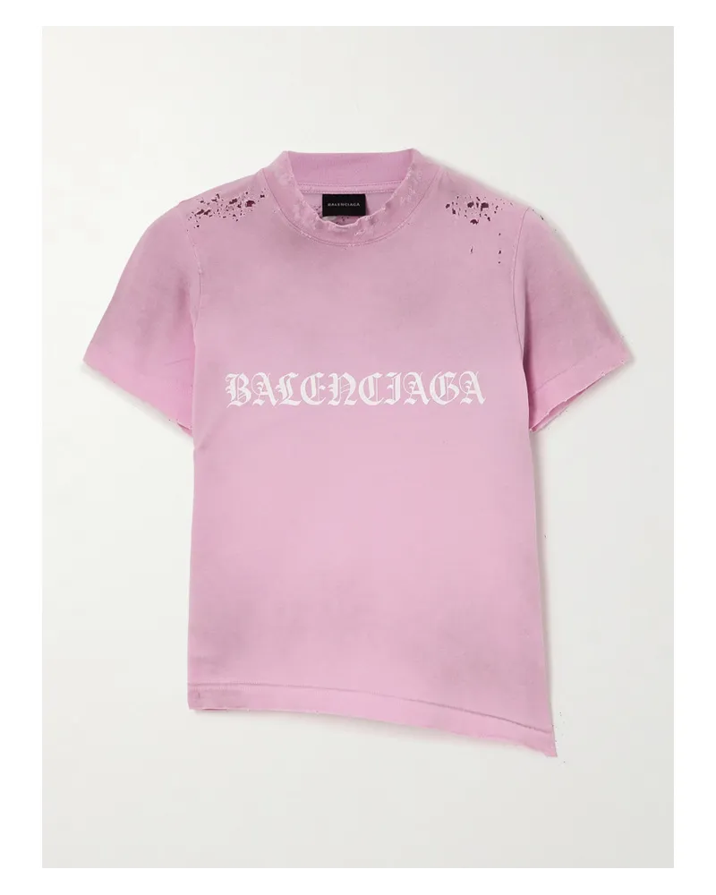 Balenciaga Verkürztes T-shirt aus Stretch-baumwoll-jersey Pink