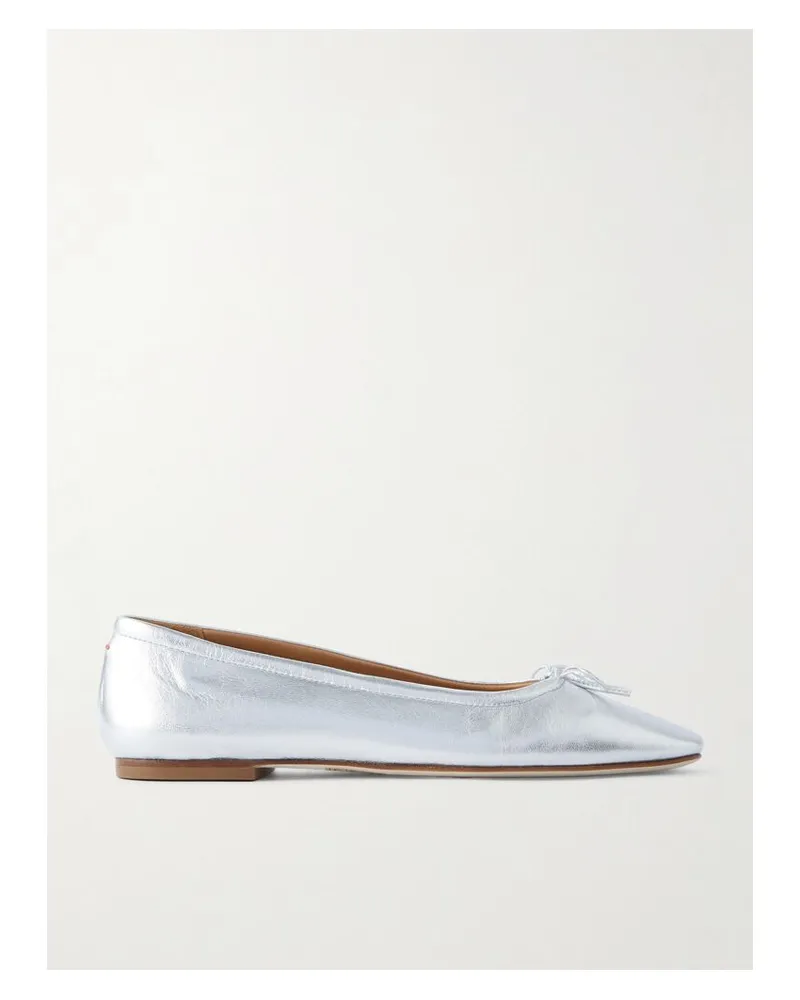 aeyde Delfina Ballerinas Aus Metallic-leder Mit Schleife - Silber Silber