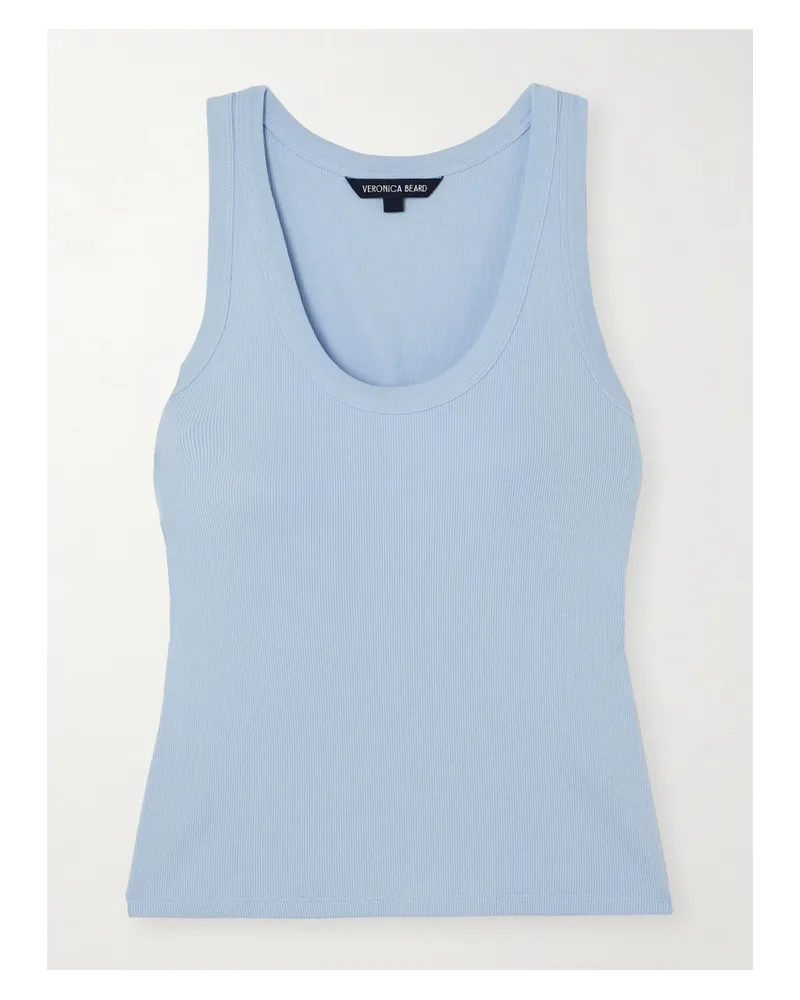 Veronica Beard Birke Tanktop Aus Gerippter Stretch-pima-baumwolle - Blau Blau