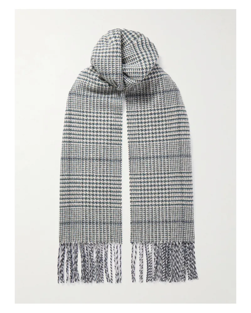 Johnstons of Elgin Glen Wollschal Mit Hahnentrittmuster Und Fransen - Grau Grau