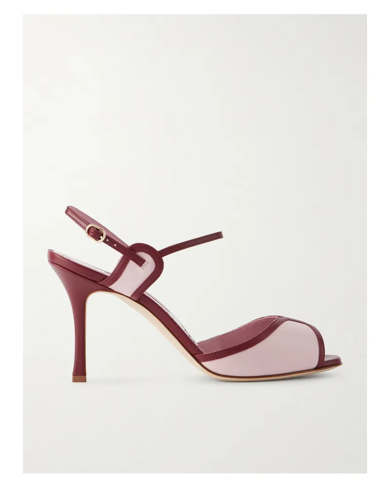 Manolo Blahnik Todda 90 Zweifarbige Sandalen Aus Leder - Pink Pink