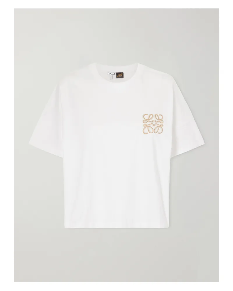Loewe Logo-embroidered Cotton-jersey T-shirt - White White