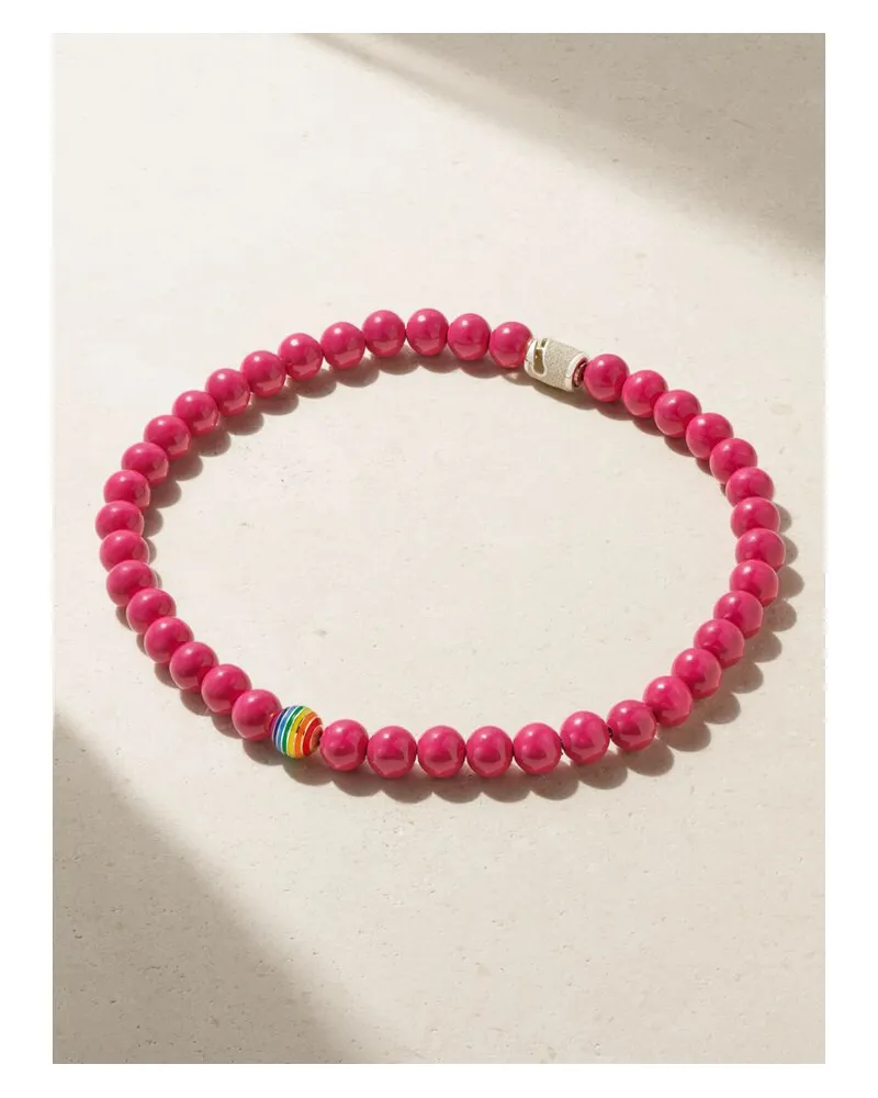 Lauren Rubinski Kette Mit Emaille Und Details Aus 14 Karat Gold Und Sterlingsilber - Pink Pink