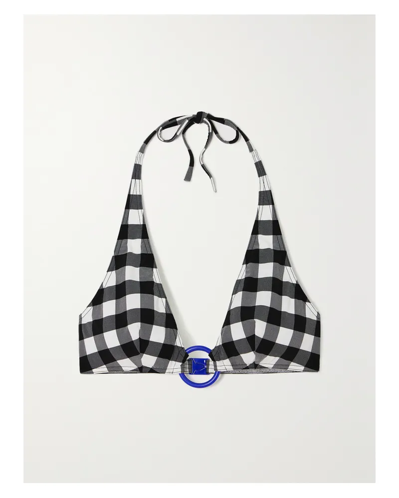 Eres Memphis Ellipse Triangel-bikini-oberteil Mit Gingham-karo Und Verzierung - Schwarz Schwarz