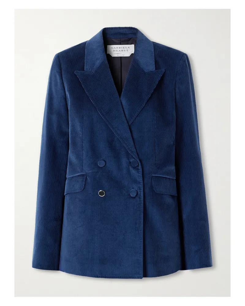 Gabriela Hearst Angela Double-breasted Cotton-corduroy Blazer - Blue Blue