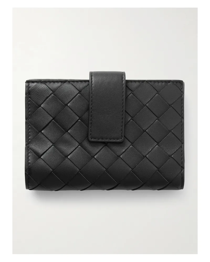 Bottega Veneta Intrecciato Leather Passport Holder - Black Black