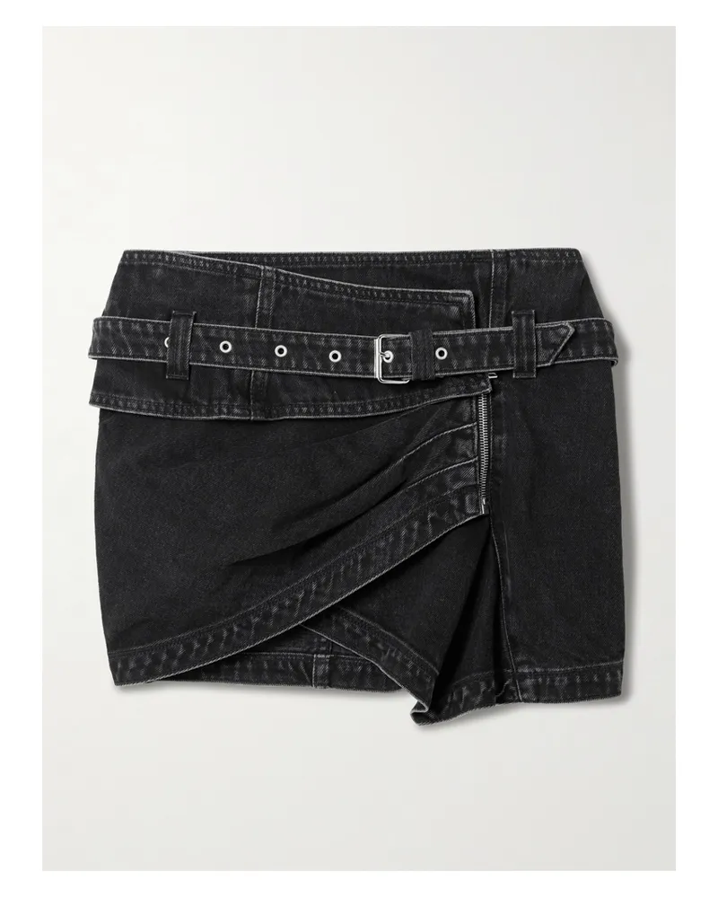 Isabel Marant Siyen Mini-jeansrock Mit Wickeleffekt Und Gürtel - Schwarz Schwarz