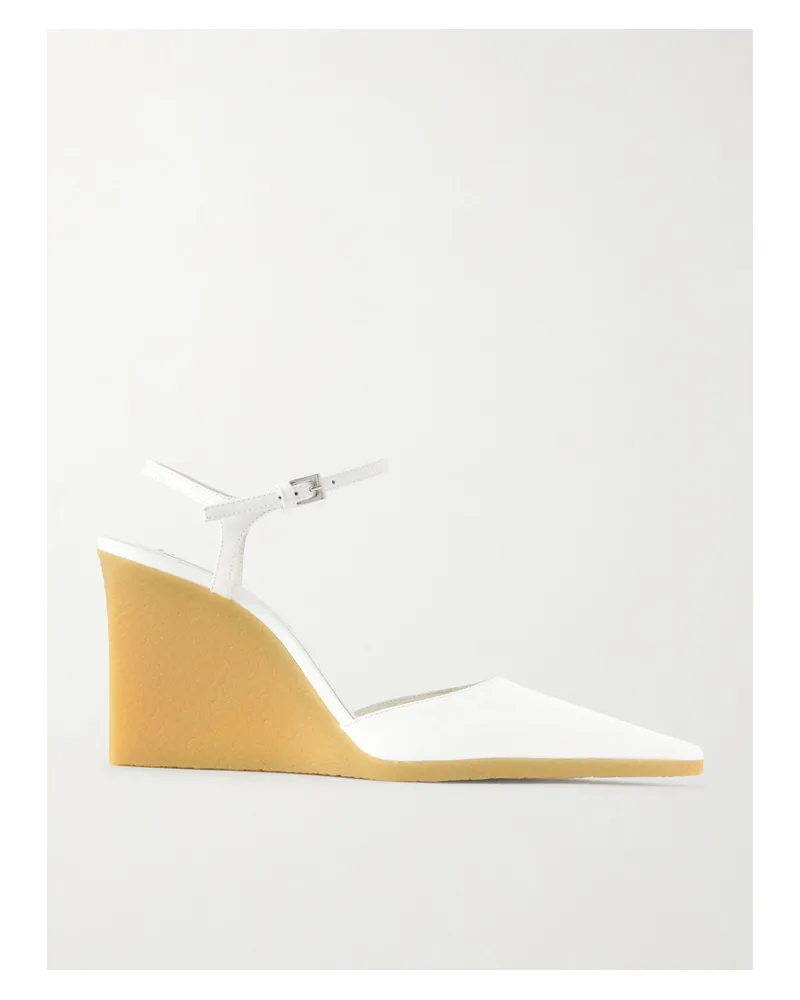 Alaïa Pumps Aus Lackleder Mit Keilabsatz - Weiß Weiß