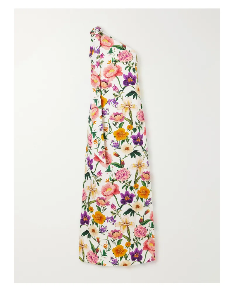 Borgo De Nor Lani One-shoulder Tie-detailed Floral-print Satin-crepe Maxi Dress - Multi Multi