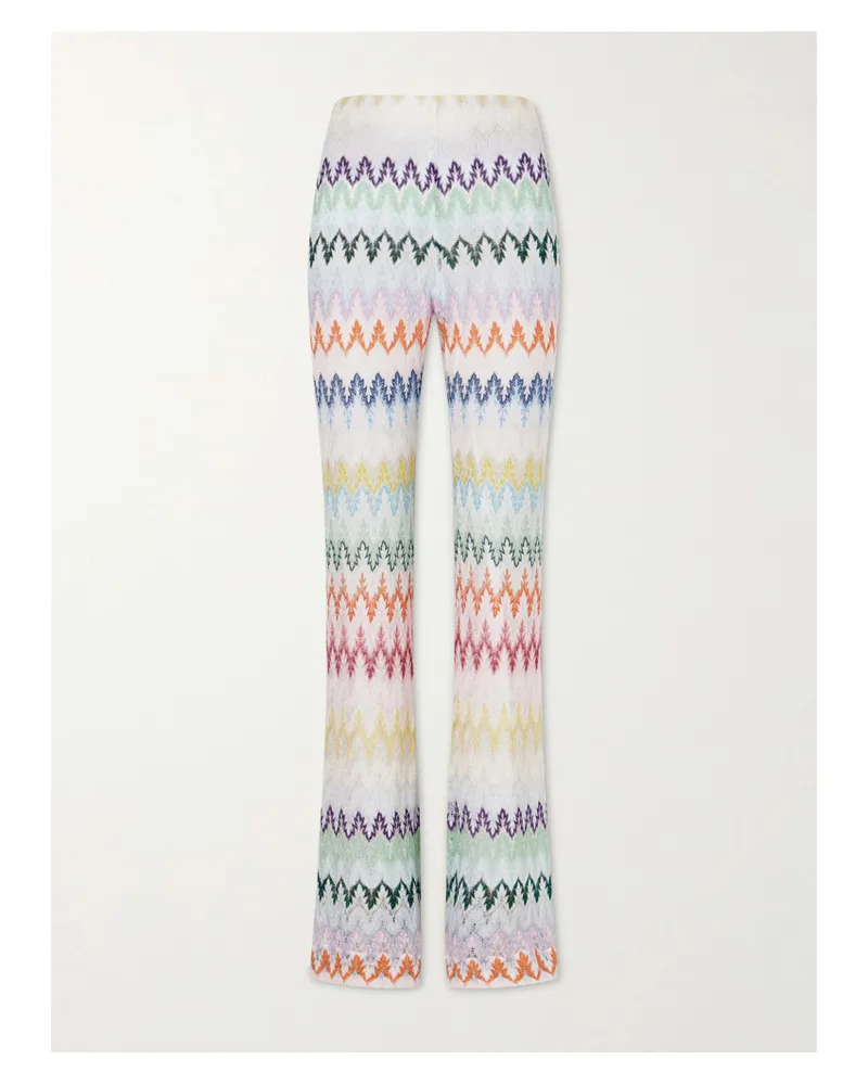 Missoni Striped Metallic Crocheted Flared Pants - White White