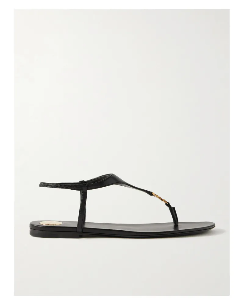 Saint Laurent Cassandra Logo-embellished Leather Sandals - Black Black