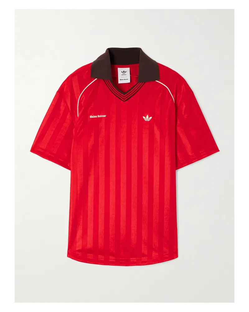 adidas Wales Bonner Oberteil Aus Gestreiftem Recyceltem Jersey Mit Stickereien - Rot Rot