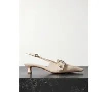Davina Slingback-pumps Aus Leder Mit Schnallen - Creme