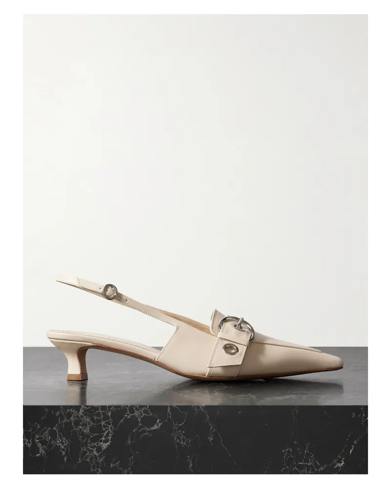 aeyde Davina Slingback-pumps Aus Leder Mit Schnallen - Creme Creme