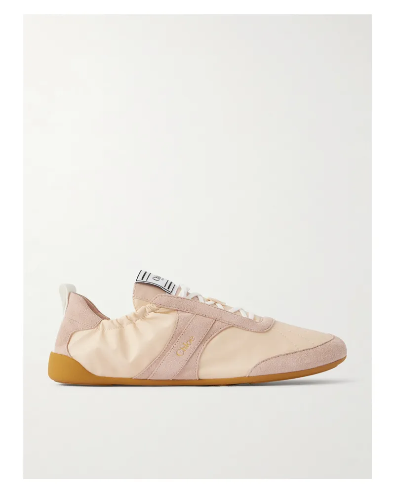 Chloé Kick Suede-trimmed Shell Sneakers - Neutrals Neutrals
