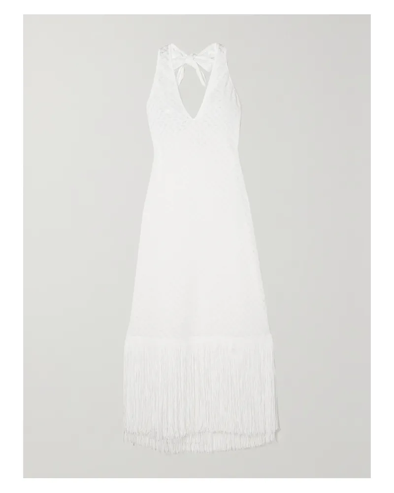 WAIMARI Levisa Neckholder-kleid Aus Spitze Mit Fransen - Weiß Weiß