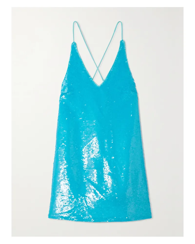Ganni Minikleid Aus Recyceltem Satin Mit Pailletten - Blau Blau
