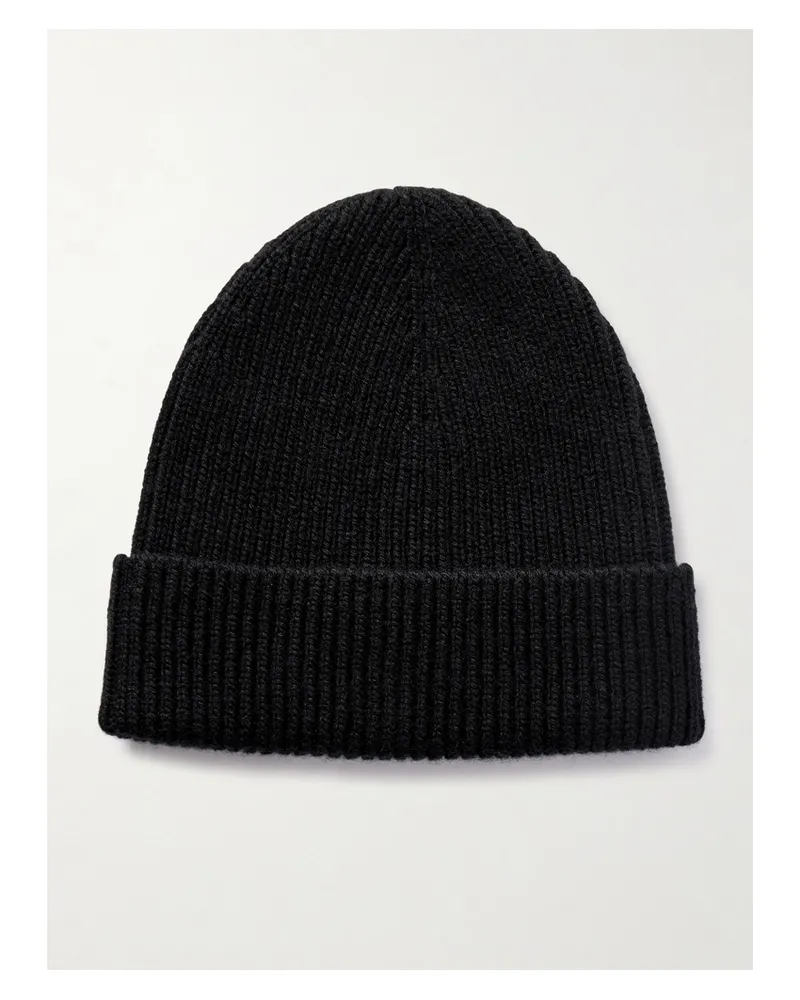 Johnstons of Elgin Beanie Aus Geripptem Kaschmir - Schwarz Schwarz