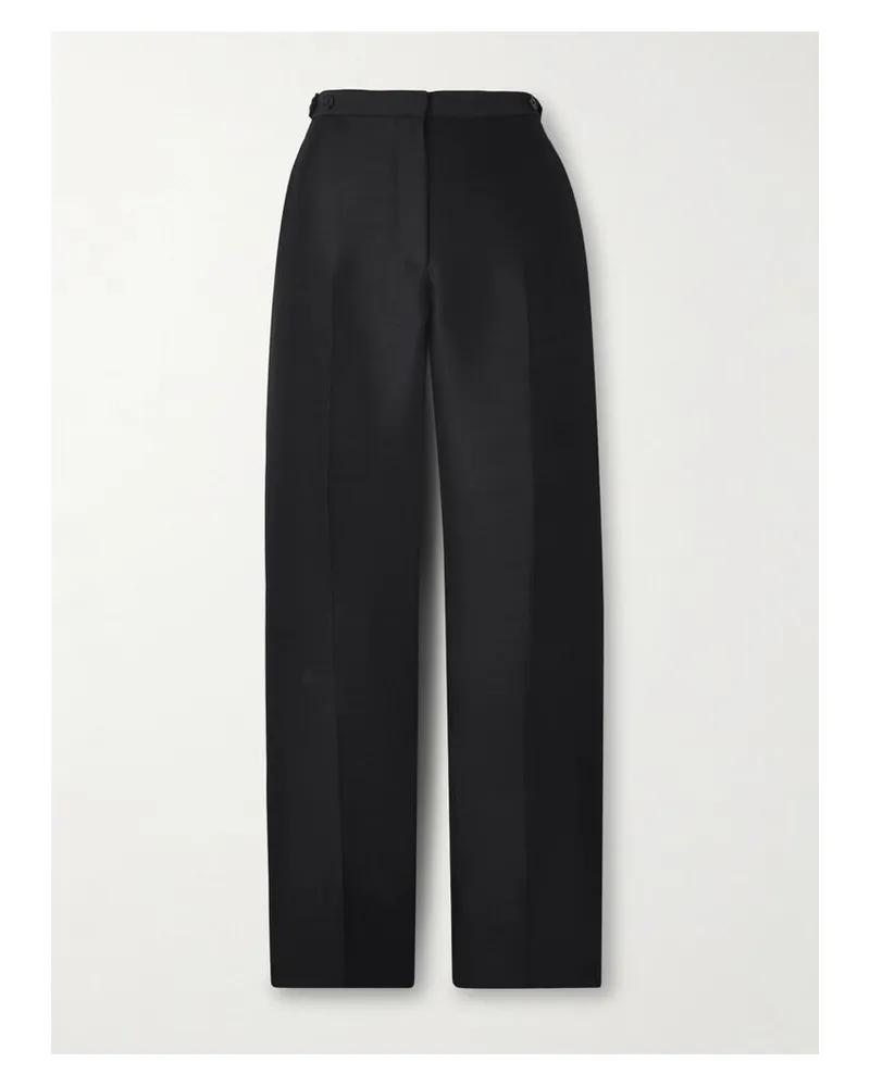 The Row Jesse Hose Mit Geradem Bein Aus Grain De Poudre Aus Wolle - Schwarz Schwarz