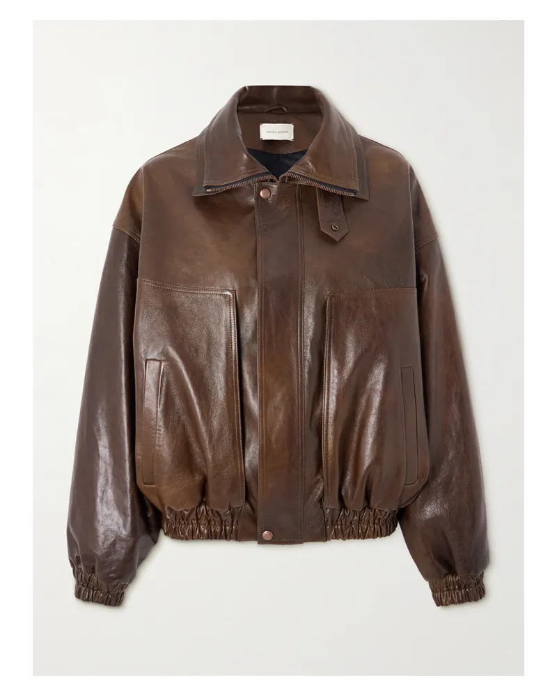 Magda Butrym Oversized-bomberjacke Aus Leder - Braun Braun